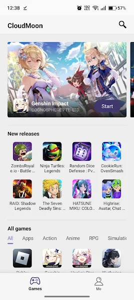 Cloud Moon gaming app